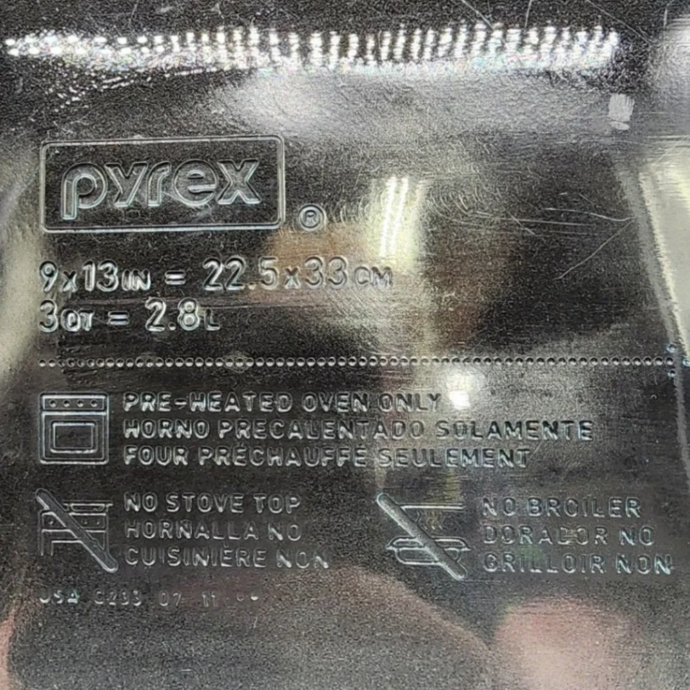 VTG USA Pyrex 3qt 9x13 Clear Blue Tint Glass Rectangular Casserole Baking Dish